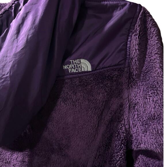 The North Face jacket XS Womens Hooded Purple Fuzzy Full Zip soft logo - Picture 6 of 7